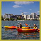 Couple kayaking on the lake
